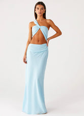 Cindelle One Shoulder Maxi Dress - Turquoise