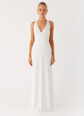 Desi Halterneck Maxi Dress - White