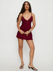 Tanisha Drop Neckline Mini Dress Red