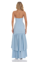 Strapless Corset Maxi Dress in Blue