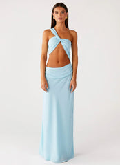 Cindelle One Shoulder Maxi Dress - Turquoise