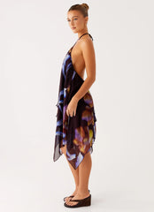 Verbena Midi Dress - Dark Floral