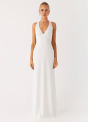 Desi Halterneck Maxi Dress - White